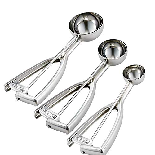 BN Cookie Scoop Set, 3 stuks ijslepels, verschillende maten, klein, 4 cm, medium 5 cm & groot 6 cm ijslepel