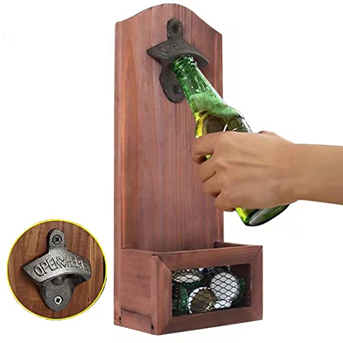 Walbison Bierflesopener met kroonkurken verzamelaar, vintage houten flesopener, bieropener, multifunctionele flesopener, flesopener, flesopener, voor bar, geschenken voor mannen