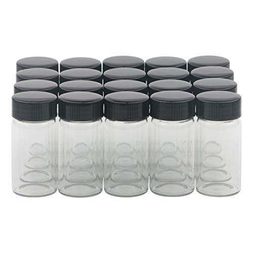 Pxyelec 20 ml (2/3 oz) helder glas monster flacons mini lege vloeibare glazen flessen lab flacons container met schroefdop, pak van 20