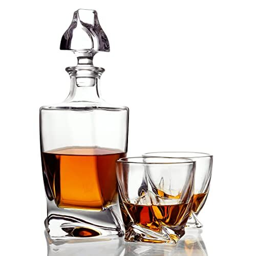BELLE VOUS 800 ml Glazen Whisky Decanteer Fles & Glazen Likeur/Alcohol Karaf met Glazen Stopper Dop Decanteer Fles, Ideaal voor Whisky, Wijn, Brandy, Bourbon en andere Likeur