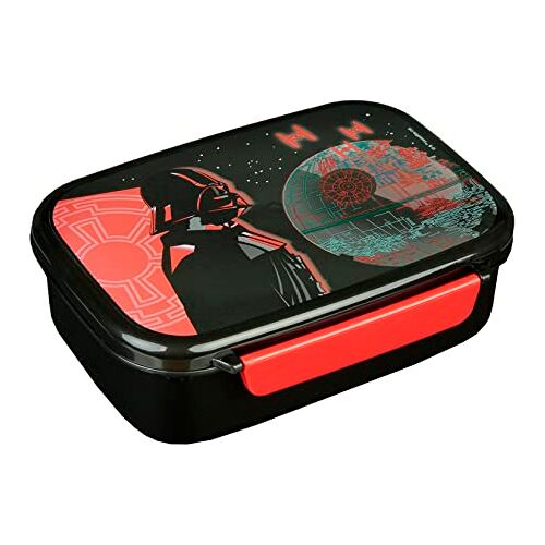 Scooli Broodtrommel voor kinderen, met uitneembaar inzetstuk, Star Wars, kleuterschool, darth Vader sandwichbox, school, broodtrommel van kunststof, BPA-vrij, sandwichbox, lunchbox, lunchbox