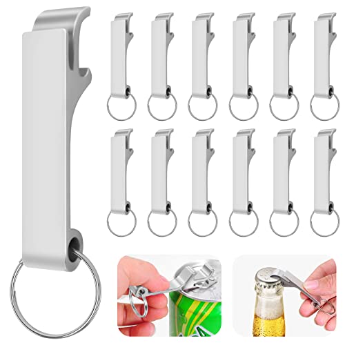 Sinofort 12-delige Flesopener Sleutelhanger Aluminium Bier Opener Zilveren Sleutelhanger Flesopener Mini Flesopener voor Bar Party Camping en Familie