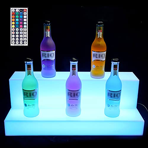 TOYOCC 2 Tiers Bar Drank Fles Display Plank Wijnrek Led Verlichte Drank Fles Display Flessenhouder, Dranken Wijnfles Display Rack Voor Thuis Bar,