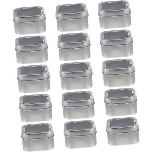 YIMUBDBM 15 stks Blik Doos Vierkante Tin Blikken Metalen Tin Dozen Kleine Opslag Container Vierkante Blikken met Deksels Snoep Droog Voedsel Pot Thee Tin Containers met Deksels Koekje Pot PVC met