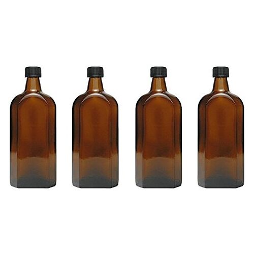 mikken 4 medicijnflessen in amberglas apothekersflessen incl. etiketten van 4 x 500 ml zwart