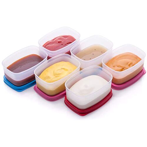 SIGNORA WARE Herbruikbare plastic voedselopslagcontainers stapelbare luchtdichte voedselcontainers voor snacks, picknick, voedselbereiding, picknicks en meer set van 6 142 g