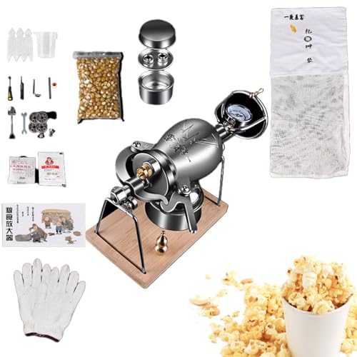 DKDDZQ Popcornmaker 304 Roestvrijstalen Mini-popcornmaker Chinese Vintage Stijl Popcornmachine Handslinger Handmatige Graanpopcorn Popcorn Langzaam Verwarmen (Color : 300ml)