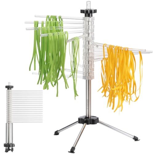 Navaris pasta droogrek Inklapbaar pastarek Droogrek voor zelfgemaakte spaghetti en noedels Pastadroger met 16 armen Capaciteit tot 2 kg