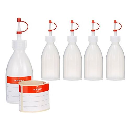 Octopus 5x 100 ml knijpflacons, spuitflacons van LDPE met druppeldop, garnatieflacons, decoratieflacons voor keuken, hobby of laboratorium