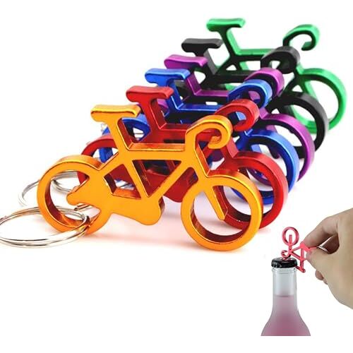 LEZED Fiets Sleutelhanger Bier Flesopener 10 stks Fiets Sleutelhanger Flesopener Pocket Sleutelhanger Bier Opener Aluminium Opener voor Drank Frisdrank Grappig Gift, Willekeurige Kleur