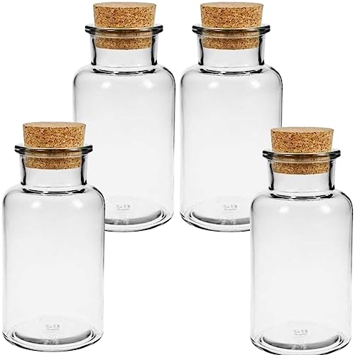 mikken 4 x apothekersglas 300 ml glazen fles met kurk incl. etiketten