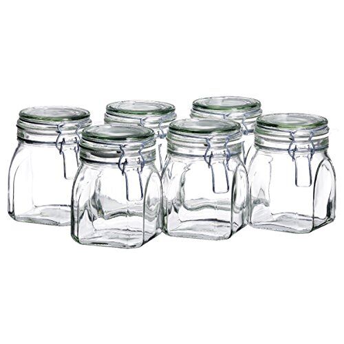 MÄSER Gothika, 925339, Inmaakpotten, 750 Ml, Set Van 6, Made In Germany, Voorraadpotten Met Deksel En Draadbeugel Voor Luchtdicht Bewaren, Inmaken En Inleggen, Glas, Doorzichtig 10 x 10 x 14.2 cm