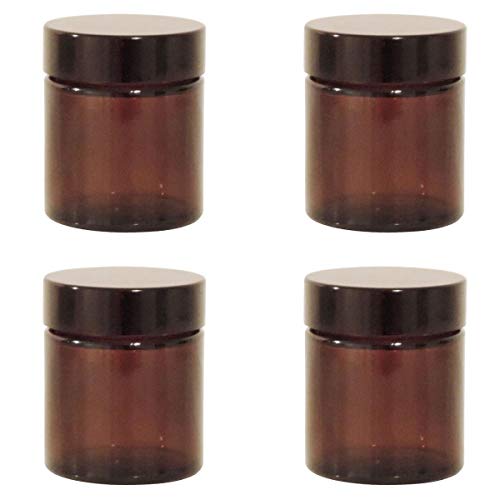 mikken 4 glazen potten 30 ml/zalfpotje/crèmepotjes van bruin glas incl. etiketten