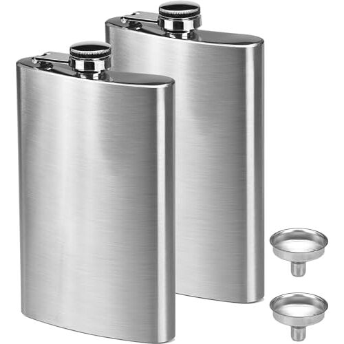 HATANSE 2 stuks heupfles roestvrij staal 304 10 oz / 283 ml heupfles met trechter flask lekvrij, draagbaar