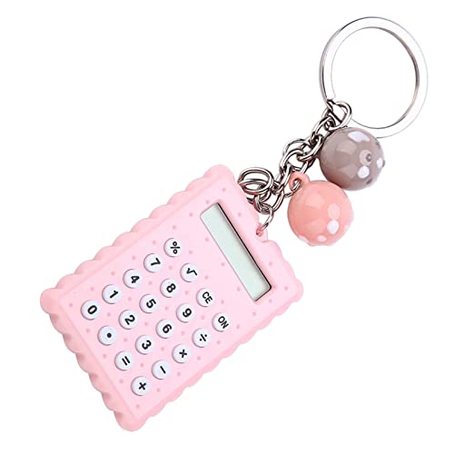 BROLEO Candy Color Sleutelhanger Calculator, Leuke Sleutelhanger Calculator, Mini Pocket Calculator, voor Kinderen Studenten Kids (Roze)