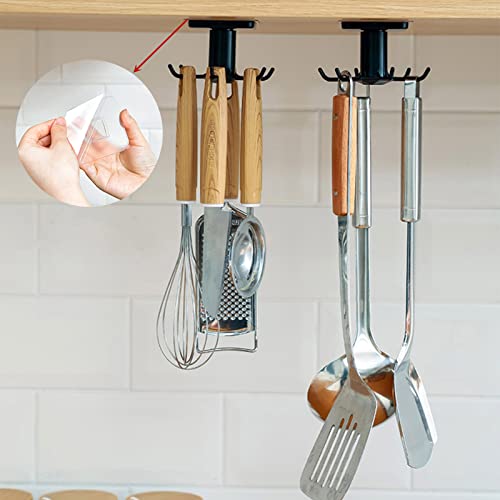 Houdao 360° draaibare houder keukengerei zelfklevende haaklijst keuken zonder boren hangrail keuken voor huis keuken kookgerei keukengerei (zwart)