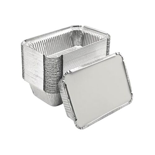 KURTT Aluminium Bak 845 met deksels Aluminium bakjes wegwerp Prep meal Aluminium Schaal Horeca Alubak Barbecue Kapsalon Aluminium wegwerp bakjes Aluminium bakjes 100 stuks