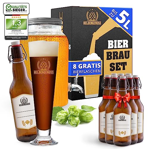 Heldengenuss Bierbrouwset donker bier 5 l bier [echte brouwervaring] bierbrouwset met video-instructies biercadeaus voor mannen