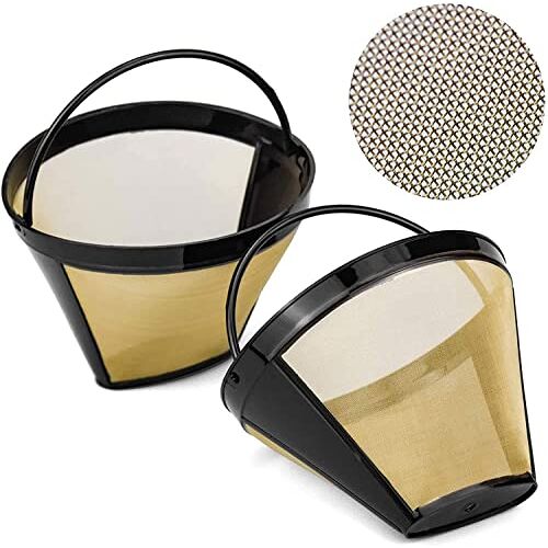 PIQIUQIU 2 stuks koffiefilters, permanente koffiefilters, 8-12 kopjes, roestvrij staal, koffiefilter, mesh, wasbaar, koffiefilter, herbruikbaar, permanente koffiefilters