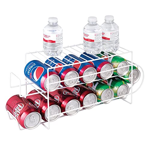 mDesign Blikjesrek in 2-delige set bergruimte/organizer voor blikjes drinken/conservenblikken voor keuken, voorraadkast, aanrechtbladen en keukenkastjes met twee etages/schap/staaldraad met