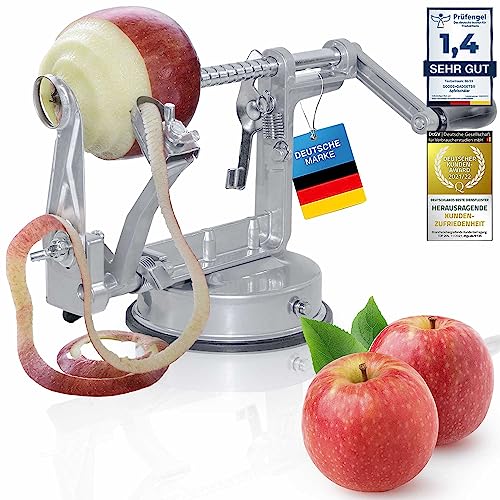 GOODS+GADGETS Roestvrijstalen "Deluxe" appelschiller 3-in-1 functie economy dunschiller appelsnijder appelboor