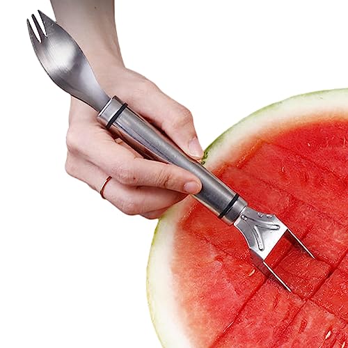 Deno Watermeloensnijder Dual Head Fruit Forks Slicer Cutter Voor Watermeloen En Meloen   Watermeloensnijder En Fruitsnijvork Voor Watermeloen, Meloen En Fruitsalade