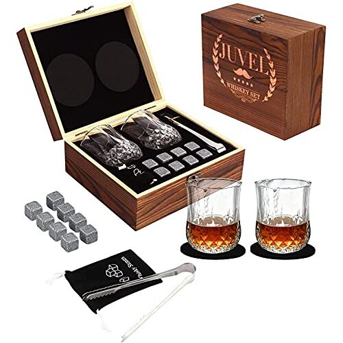 JUVEL Whiskey Gift Sets voor Mannen Whisky Bril met Whisky Stones voor Single Malt Whisky Kerstmis Vaderdag Geschenken