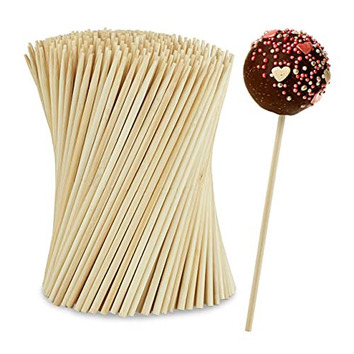 Relaxdays cake pop stokjes, set van 400 stuks, van bamboe, 15 cm lang, voor lolly's, cakepops, ijs, etc., natuur