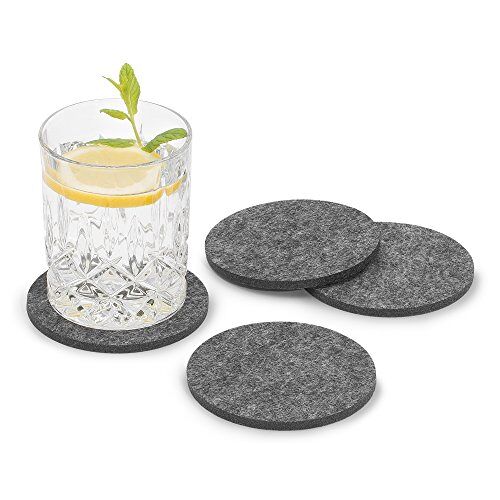 FILU Vilten onderzetters rond 8-pack (kleur naar keuze) donkergrijs onderzetters van vilt voor tafel en bar als glasonderzetter/drankonderzetter voor glas en glazen ? grijs