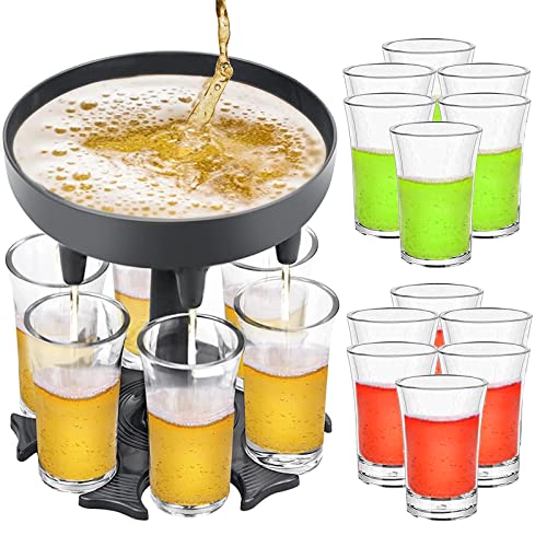 N\C Shotglas Dispenser Houder Lade TAIZER Shot Dispenser Six Ways Bar Shot Dispenser Cocktail Dispenser Dispenser Slogan Drinkspelletjes Wijn Dispenser Wijn Dispenser Dispenser inclusief 12 Shotglaasjes