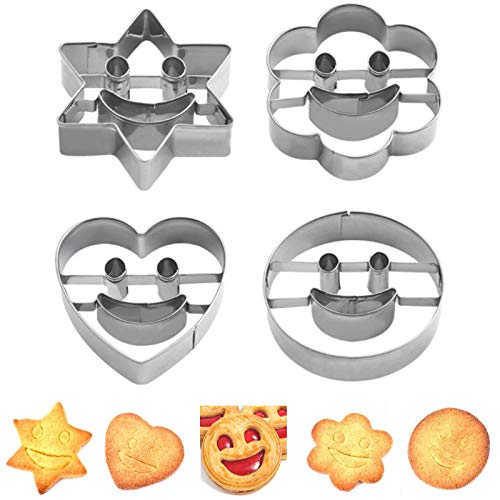 XCVCVB Smiley roestvrijstalen koekjessnijder Koekjesvorm Fondant Koekjesvorm Cookies Fondant Cutter Pasen Cookie Mallen voor Kerstmis uitsteekvormen voor koekjes koekjes en fondant