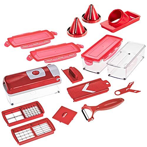 Genius Groente en Fruit Cutter, rood, 22,2 x 10 x 8,2 cm