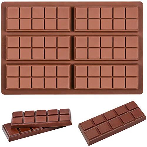 AVANA Chocoladevorm van siliconen voor 6 borden chocolade zelf maken, BPA-vrij, anti-aanbaklaag, chocoladebord, vorm, siliconen vorm, bruin (vorm 2)