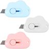 NALEINING Utility Mes, Draagbaar Mini Uitpakken Mes, Leuke Wolk Vorm, Roze Blauw Wit 3 Packs