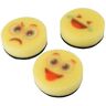 FACKELMANN 60132 Set van 3 Emoji Sponzen Dubbelzijdig Emoji Design Polyurethaan 7,5 x 3 cm