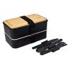 Navaris bentobox Lunchbox met 2 compartimenten Dubbele broodtrommel met bestek Voor lunch en tussendoortjes op school en werk Zwart