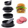 Pinsheng Hamburgerpers, hamburgerpers, 3-in-1 set met antiaanbaklaag, hamburgerpers, sliderpers, gevulde hamburgerpers voor lekkere hamburgers, patties, BBQ (zwart)