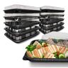 ebake Sandwichplatters met deksels 33,5cm x 24cm x 5cm Herbruikbare Cateringplatters Feestelijke voedselplatters voor sandwiches, cake, traktaties, sushi en maaltijdvoorbereiding (10 stuks)
