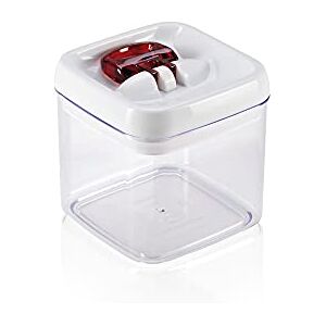 Leifheit FreshundEasy voorraadbak, hoekig, lucht- en waterdicht voorraaddoos met gepatenteerde bediening met één hand, vershouddoos, stapelbare opbergdozen, transparant, rood Leifheit FreshundEasy voorraadbak, hoekig, lucht- en waterdicht voorraaddoos met gepatenteerde bediening met één hand, vershouddoos, stapelbare opbergdozen, transparant, rood