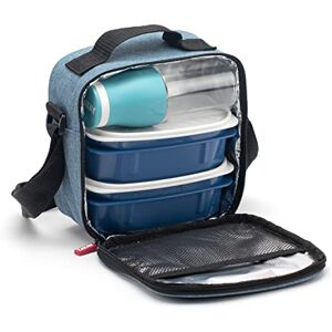 Tatay Koeltas Klein Urban Food&Drink Casual 3L 2×0,5L Bakjes + 0,4L Fles Waterdicht Driedubbele Isolatie, Halfstijve Vorm Binnenvak 22,5x10x22 cm, Denimblauw Tatay Koeltas Klein Urban Food&Drink Casual 3L 2×0,5L Bakjes + 0,4L Fles Waterdicht Driedubbele Isolatie, Halfstijve Vorm Binnenvak 22,5x10x22 cm, Denimblauw
