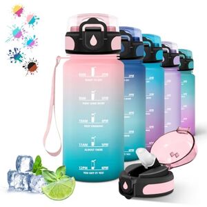 Grsta Drinkfles, 500 ml drinkfles voor kinderen, drinkfles met rietje, lekvrij, drinkfles met tijdschema's om te drinken, gemakkelijk te dragen, schoolfles, kantoorflessen, camping, reizen, roze-groen Grsta Drinkfles, 500 ml drinkfles voor kinderen, drinkfles met rietje, lekvrij, drinkfles met tijdschema's om te drinken, gemakkelijk te dragen, schoolfles, kantoorflessen, camping, reizen, roze-groen