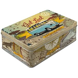 ART Retro voorraadblik plat, Bulli T1 – Let's Get Lost – Geschenkidee voor VW-bus, Blik met deksel, Vintage design, 2,5 l ART Retro voorraadblik plat, Bulli T1 – Let's Get Lost – Geschenkidee voor VW-bus, Blik met deksel, Vintage design, 2,5 l