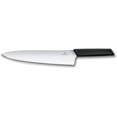 Victorinox Swiss Modern trancheermes voor vlees, recht geslepen, 25 cm lang lemmet van roestvrij staal, ergonomische kunststof handgreep, zwart Victorinox Swiss Modern trancheermes voor vlees, recht geslepen, 25 cm lang lemmet van roestvrij staal, ergonomische kunststof handgreep, zwart