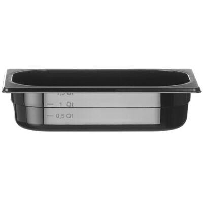 HENDI Gastronorm container zwart, temperatuurbestendig van -40° tot 110°C, met maatverdeling, vaatwasserbestendig, geur en smaakloos, 1.8L, polycarbonaat, GN 1/4, 265x162x(H)65mm, zwart HENDI Gastronorm container zwart, temperatuurbestendig van -40° tot 110°C, met maatverdeling, vaatwasserbestendig, geur en smaakloos, 1.8L, polycarbonaat, GN 1/4, 265x162x(H)65mm, zwart