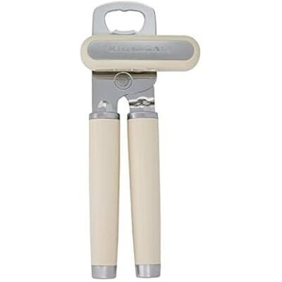 KitchenAid Klassieke multifunctionele blikopener en flesopener, eenvoudig te gebruiken, scheermesscherp roestvrijstalen snijwiel, zachte ergonomische handgrepen, amandelcrème KitchenAid Klassieke multifunctionele blikopener en flesopener, eenvoudig te gebruiken, scheermesscherp roestvrijstalen snijwiel, zachte ergonomische handgrepen, amandelcrème