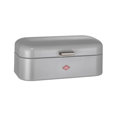 WESCO Grandy broodtrommel in de kleur grijs, gepoedercoat plaatstaal, ventilatiegaten en stevige handgreep, 41 x 25,5 x 16,5 cm WESCO Grandy broodtrommel in de kleur grijs, gepoedercoat plaatstaal, ventilatiegaten en stevige handgreep, 41 x 25,5 x 16,5 cm