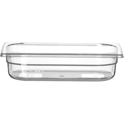 HENDI Gastronorm container, voedsel opslag container, temperatuurbestendig van -40° tot 110°C, vaatwasserbestendig, geur en smaakloos, 1.8L, polycarbonaat, GN 1/4, 265x162x(H)65mm, transparant HENDI Gastronorm container, voedsel opslag container, temperatuurbestendig van -40° tot 110°C, vaatwasserbestendig, geur en smaakloos, 1.8L, polycarbonaat, GN 1/4, 265x162x(H)65mm, transparant
