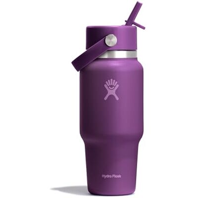 Hydro Flask – Wide Flex Straw Travel Bottle 710 ml (24 oz) – Lekvrij, Geïsoleerd, Geschikt voor Bekerhouders – Houdt Drankjes 24 Uur Koud – Flex Straw Cap – Beachplum Purple Hydro Flask – Wide Flex Straw Travel Bottle 710 ml (24 oz) – Lekvrij, Geïsoleerd, Geschikt voor Bekerhouders – Houdt Drankjes 24 Uur Koud – Flex Straw Cap – Beachplum Purple