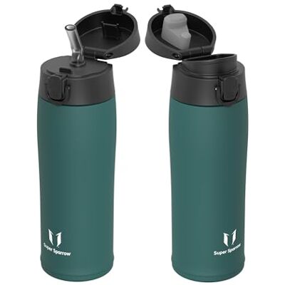Super Sparrow Geïsoleerde Waterfles Reismok 500ml Roestvrijstalen Drinkflessen BPA-vrij Lekvrije Metalen Fles Inclusief 2 Dopjes: Rietjesdop & Drinktuitdop Super Sparrow Geïsoleerde Waterfles Reismok 500ml Roestvrijstalen Drinkflessen BPA-vrij Lekvrije Metalen Fles Inclusief 2 Dopjes: Rietjesdop & Drinktuitdop