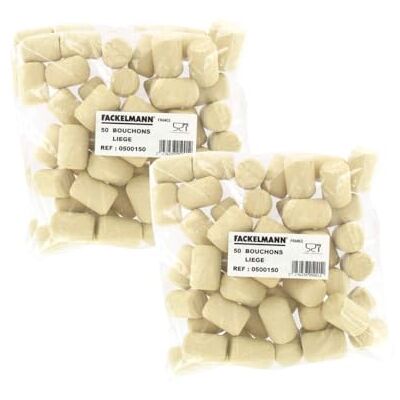 FACKELMANN 9901350 Set van 100 kurken, 50 stuks kurkstoppers, recht, kurk, kurk, beige, 2,3 cm x 3,2 cm FACKELMANN 9901350 Set van 100 kurken, 50 stuks kurkstoppers, recht, kurk, kurk, beige, 2,3 cm x 3,2 cm
